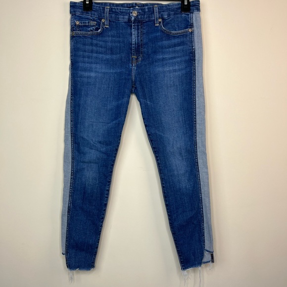 7 for all mankind Two Tone Denim Ankle Skinny Jeans, 31 - Picture 2 of 7